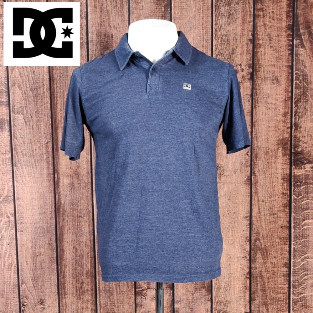 Vtg Mens DC Shoe Blue Jersey Polo Shirt Excellent Condition